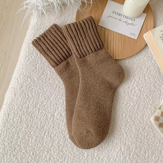 SP&CITY Winter Thickened Wool Socks Women’S Breathable Comfortable Plush Low Tube Snow Socks Korean Simple Warm Cashmere Socks